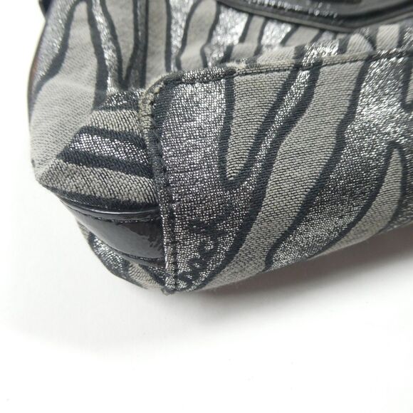 Coach Metallic Zebra Stripe Handbag Black Vintage Y2K F1093-44407 6"x10" - Picture 3 of 11